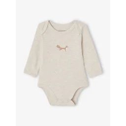 Lot 5 bodies manches longues bébé emmanchure US en coton bio beige chiné