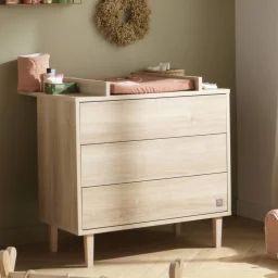 Commode 3 Tiroirs Pieds Bois Marron