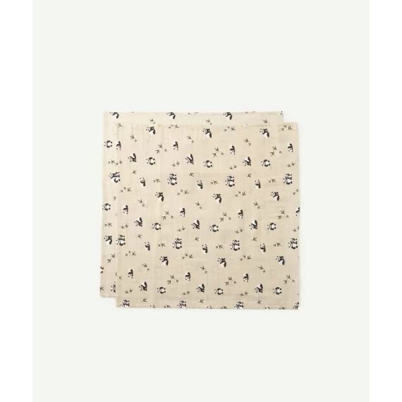 Lot de 2 langes en mousseline lewis avec pandas –  – Soldes