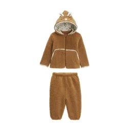 Ensemble Bébé Veste Et Pantalon En Sherpa Lamascotte Marron