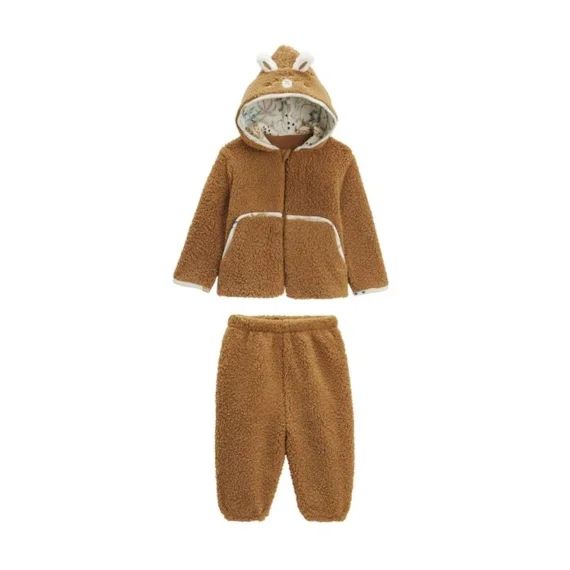 Ensemble Bébé Veste Et Pantalon En Sherpa Lamascotte Marron
