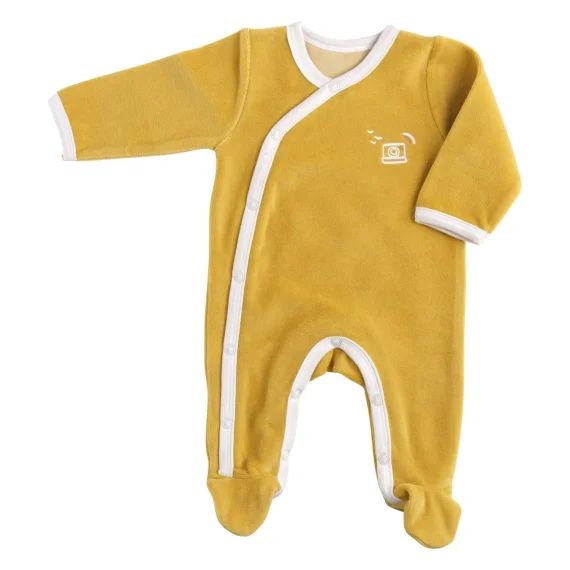 Pyjama Bébé À Manches Longues En Velours Jaune
