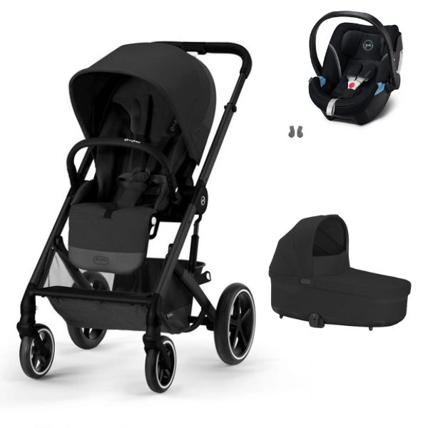 Poussette Cybex Balios S Lux – Châssis Black + Nacelle – Moon Black + Coque Auto Aton 5 – Deep Black (2023)