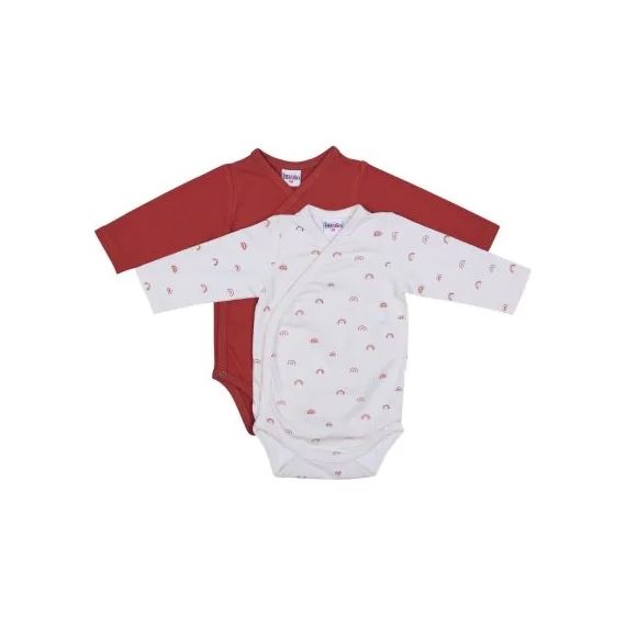 Lot de 2 bodies manches longues en coton Arc-en-ciel (1 mois)