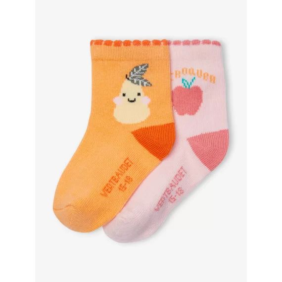 Lot de 2paires de chaussettes fruits bébé abricot