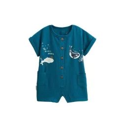 Combishort Bébé En Gaze De Coton Magic Ocean Bleu