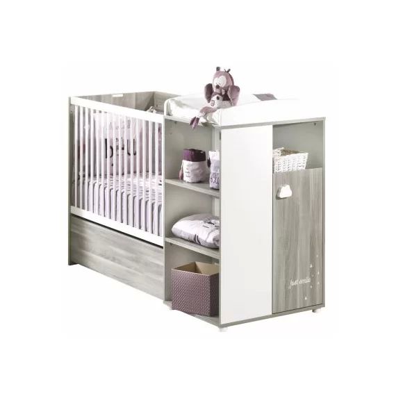 Lit bébé combiné évolutif Smile chêne silex (60 x 120 cm)