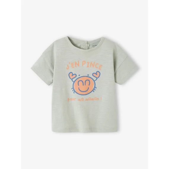 T-shirt animaux bébé manches courtes vert d&rsquo;eau