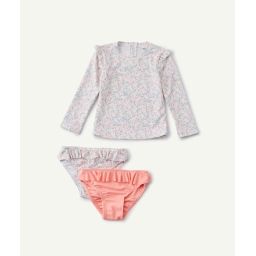 Ensemble maillot de bain anti uv bébé fille en fibres recyclées rose –  – Soldes