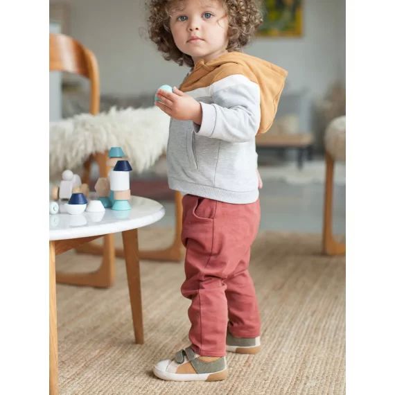 Gilet zippé bébé garçon à capuche cannelle