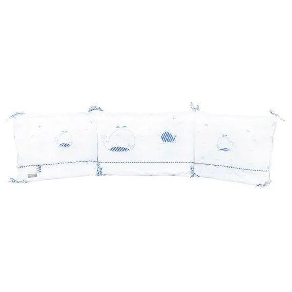 Tour De Lit Bébé Blue Baleine – Sauthon – Déhoussable – 3 Coussins Blanc