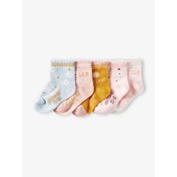 Lot de 5 paires de chaussettes à fleurs bébé fille BASICS lot curcuma