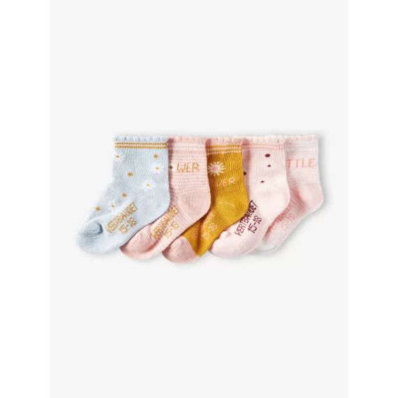 Lot de 5 paires de chaussettes à fleurs bébé fille BASICS lot curcuma