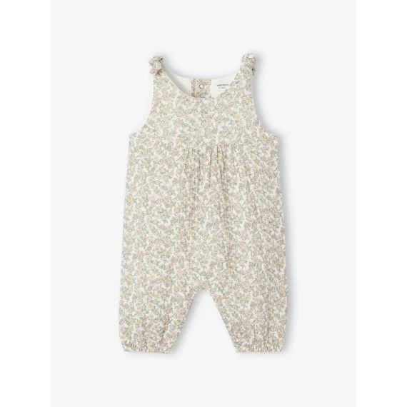 Combinaison bébé naissance brodée en gaze de coton blanc