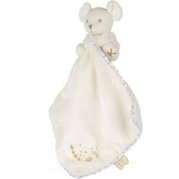 Doudou plat Perle souris crème (20 cm)