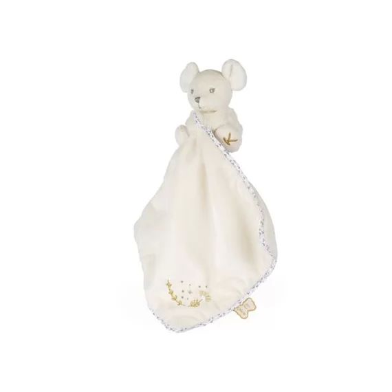Doudou plat Perle souris crème (20 cm)