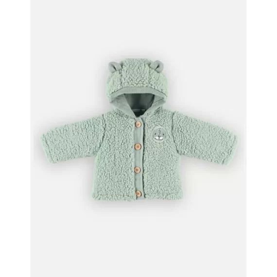 Veste à capuche en sherpa vert