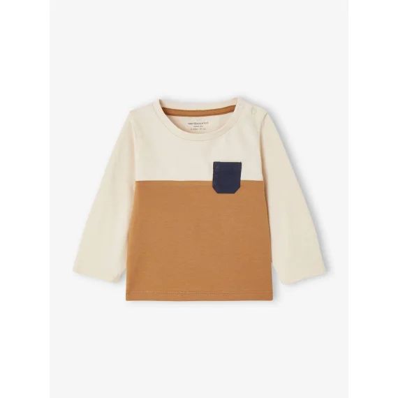 T-shirt colorblock bébé bio personnalisable noix de pécan