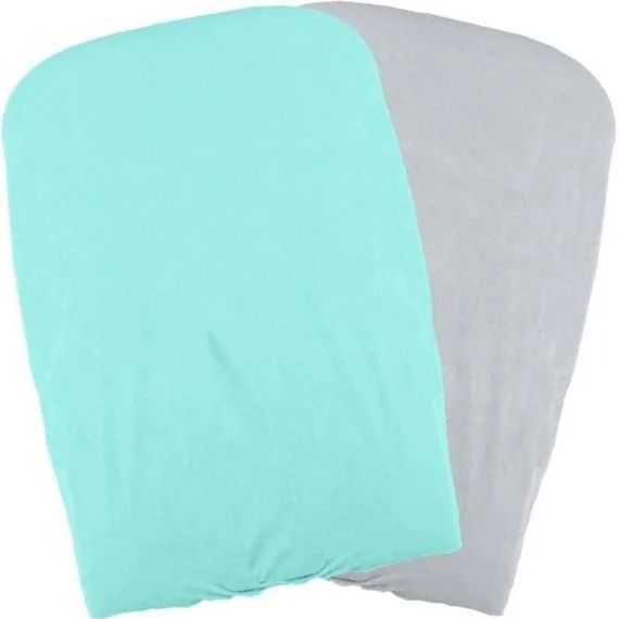 DOMIVA Lot 2 Housses matelas à langer – Polycoton – Oeko-Tex® – Aqua/Perle – 50 x 75 cm bleu