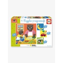 Lot De 4 Puzzles Progressifs De 15 À 25 Pièces Petit Ours Brun Educa Vert