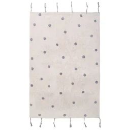 Tapis Chambre Enfant Coton Lavable À Pois Nümi Gris