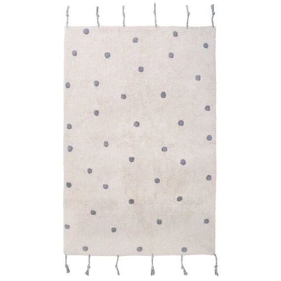Tapis Chambre Enfant Coton Lavable À Pois Nümi Gris