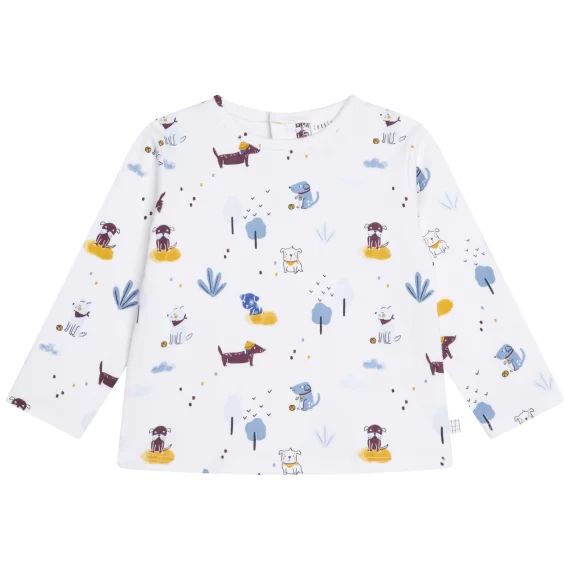 T-shirt à motifs en coton Garçon Blanc