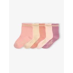 Lot de 5 paires de chaussettes bébé BASICS avec détails scintillants rose poudré