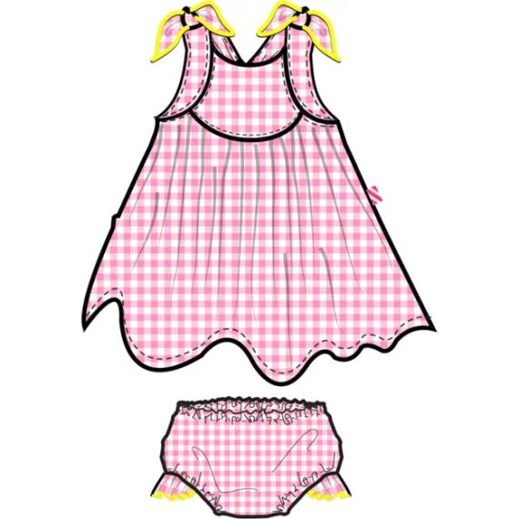 Ensemble robe et bloomer vichy Fille Rose