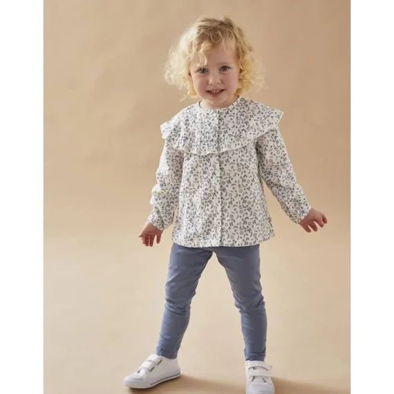 Set blouse fleurie + legging bleu