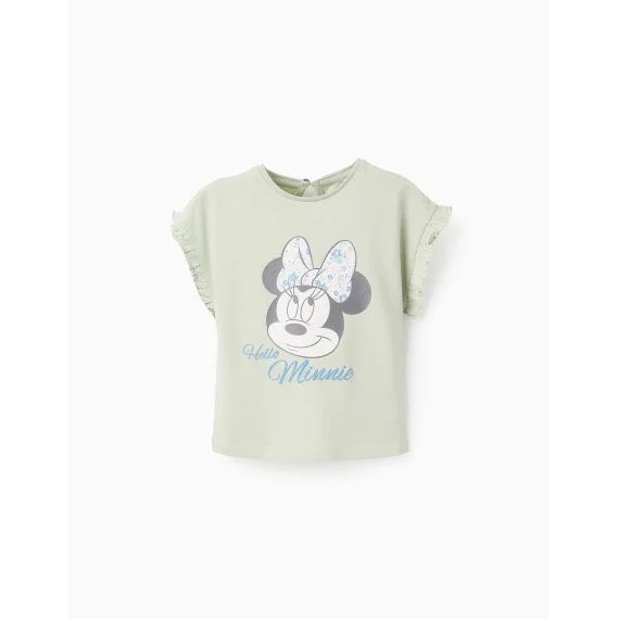 T-shirt En Coton À Volants Minnie Vert Clair