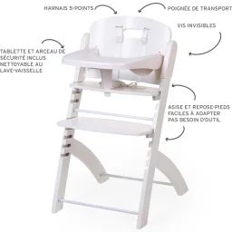Chaise haute bébé évolutive Evosit blanche