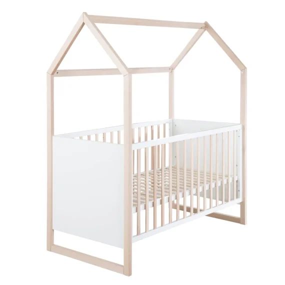Lit Bébé Cabane Évolutif – Lit Convertible En Lit Junior Bois Naturel – Blanc
