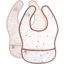 Lot de 2 bavoirs à poche rose Garden Explorer