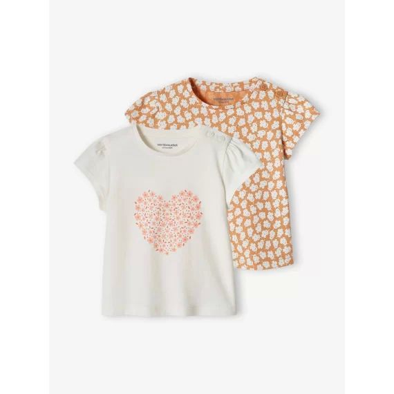 Lot de 2 T-shirts basics bébé manches courtes écru