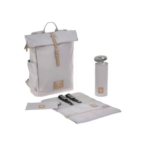 Sac à dos à langer en polyester recyclé gris Rolltop Green Label