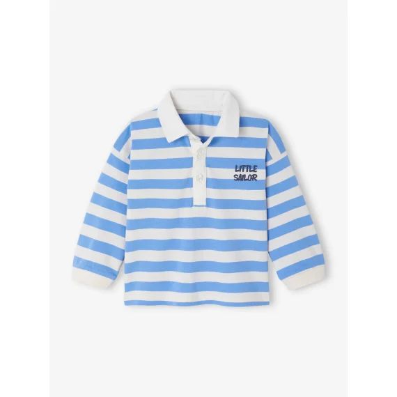 Polo à larges rayures bébé rayé bleu