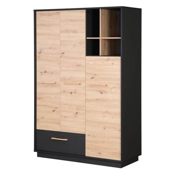 Armoire Bébé 3 Portes Lenn – Roba – Anthracite / Chêne Artisan – Élégance Et Praticité Noir