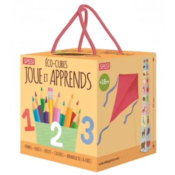 Cubes Éducatifs Sassi Junior – Jeux Éducatifs Joue Et Apprends – 18 Mois Et Plus – 100% Papier Recyclé Multicolore