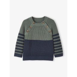 Pull rayé bébé graphique vert