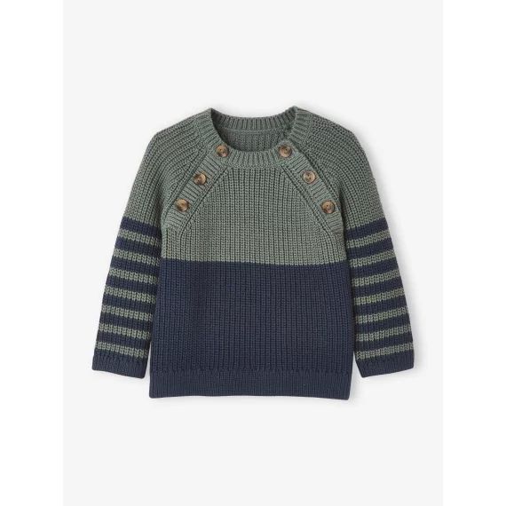 Pull rayé bébé graphique vert