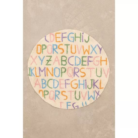 Tapis rond en coton (104cm) Letters Kids