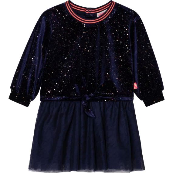 Robe bimatière évasée Fille Bleu