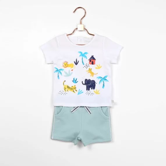Ensemble t-shirt short coton Garçon Vert