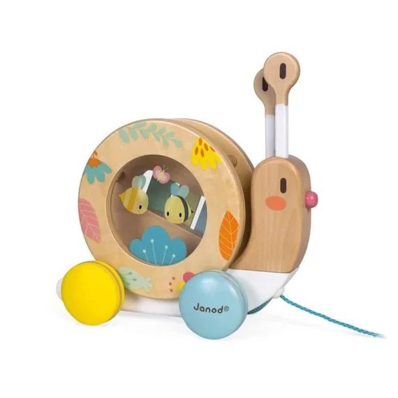 Escargot à Promener Pure JANOD – Jouet Musical en Bois – Dès 12 Mois marron