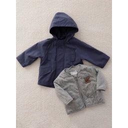 Parka 3 en 1 bébé avec blouson amovible en molleton bleu ardoise