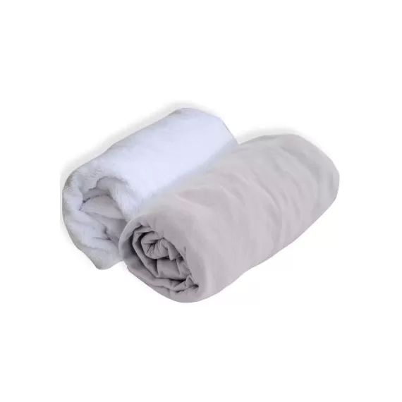 Lot alèse et drap housse gris perle (70 x 140 cm)