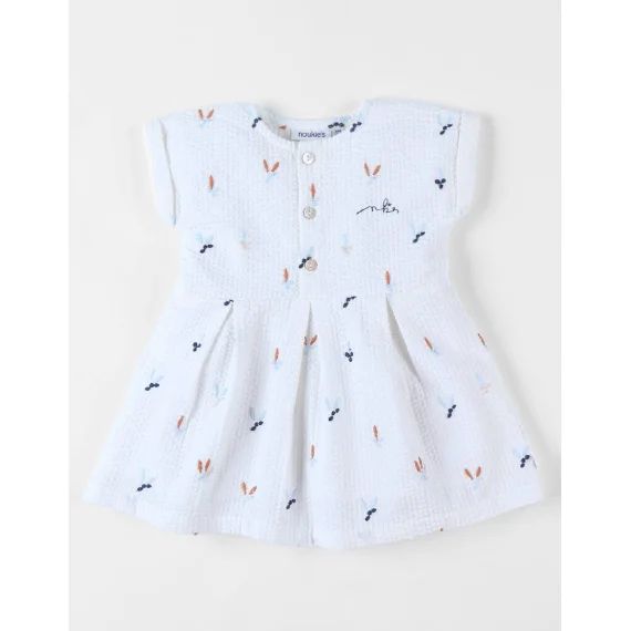 Robe Imprimé Fleuri En Crêpe De Coton Blanc