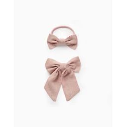 Pack Barrette À Cheveux + Élastique À Cheveux Avec Nœuds Rose
