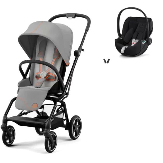 Poussette Cybex Eezy S Twist PLUS 2 – Châssis Black/ Siège Lava Grey + Coque Auto Cloud T i-Fix – Sepia Black (2023)